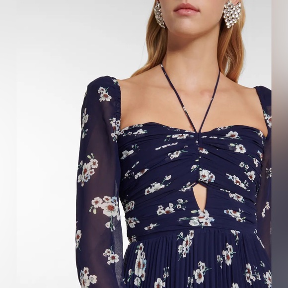 Self-Portrait Cutout Chiffon Midi Dress - Picture 2 of 12